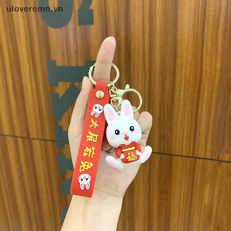 Uloveremn Móc Khóa Hình Thỏ Trung Quốc Bằng Nhựa Resin Nhiều Màu Dễ Thương