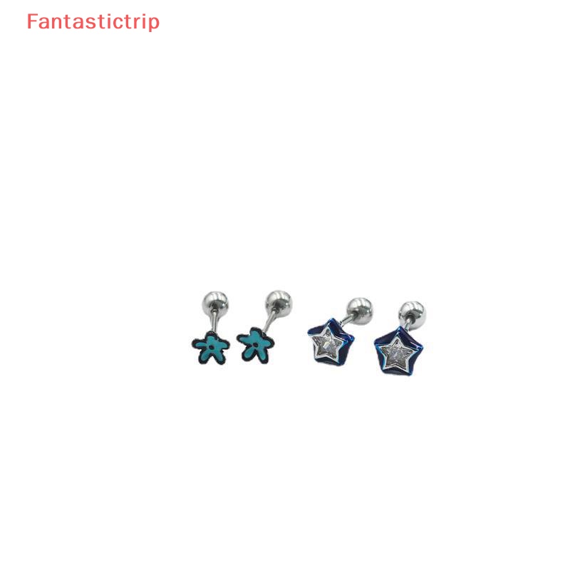 1 Đôi Bông Tai Hình Hoa Và Ngôi Sao Đính Đá Zircon Dễ Thương Thời Trang Cho Nữ