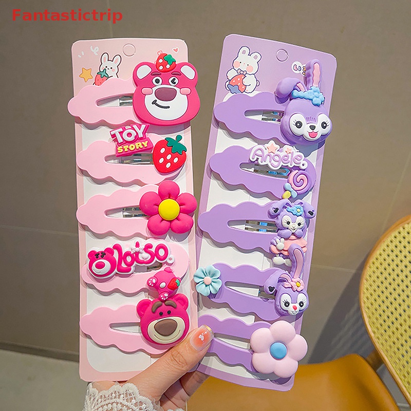 Set 5 Kẹp Tóc Hình Thỏ / Gấu Hoạt Hình Dễ Thương Cho Bé Gái