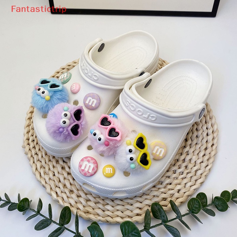 [Fantastictrip] Phụ Kiện Nút Gắn Bóng Lông Dễ Thương Có Thể Tháo Rời Cho Giày Diy Mới