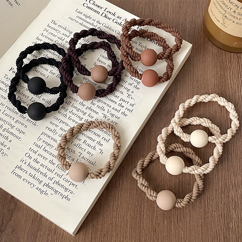 Dây Buộc Tóc Cao Su Co Giãn Màu Cà Phê Mờ Thời Trang Mùa Hè Mới Cho Nữ