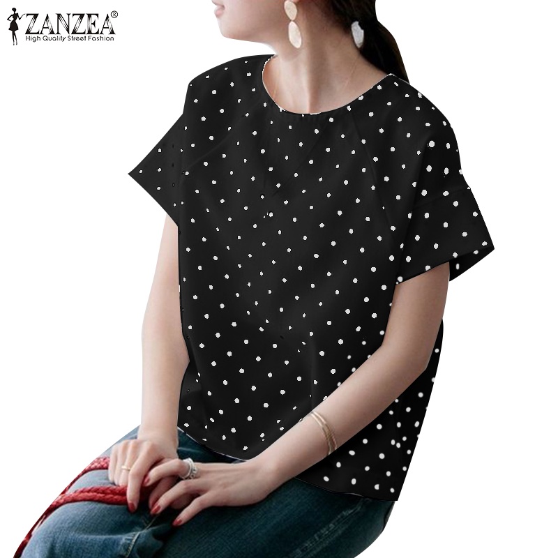 Zanzea Áo Kiểu Hở Vai Tay Dài Họa Tiết Chấm Bi Phong Cách Hàn Quốc Dành Cho Nữ