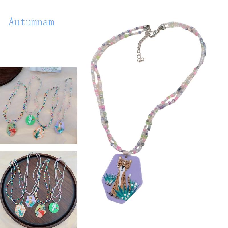 Vòng cổ Hai Lớp Đính Hạt Mặt Hình Hoa Phong Cách Bohemian Dành Cho Nữ