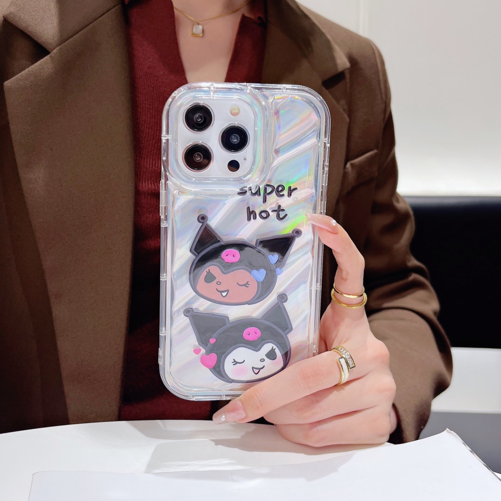 Ốp Điện Thoại TPU Mềm Trong Suốt Họa Tiết Kuromi Hoạt Hình Cho iPhone 12 13 14 Pro Max