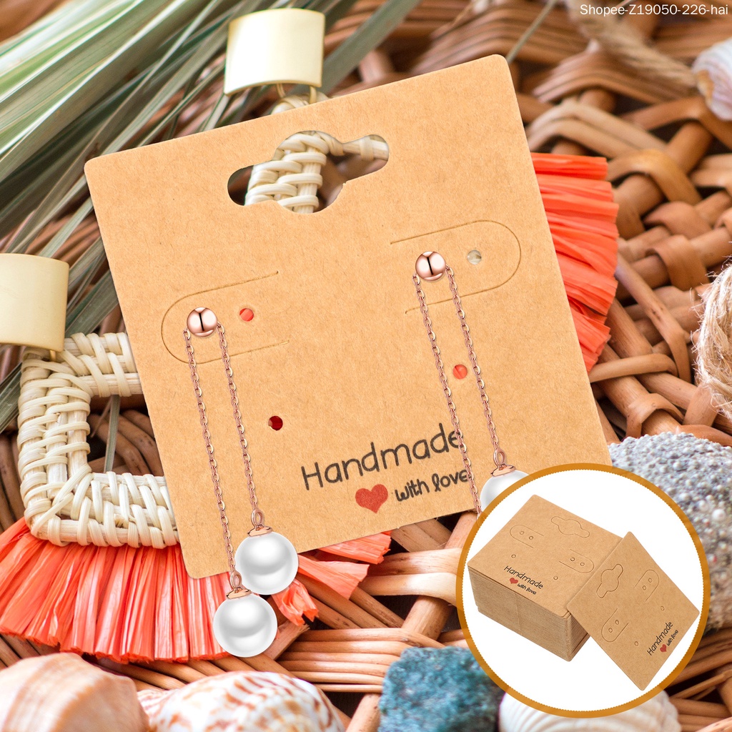 Bộ 100 Tấm Giá Đỡ Vòng Tay / Dây Chuyền Bằng Giấy Kraft Màu Trơn