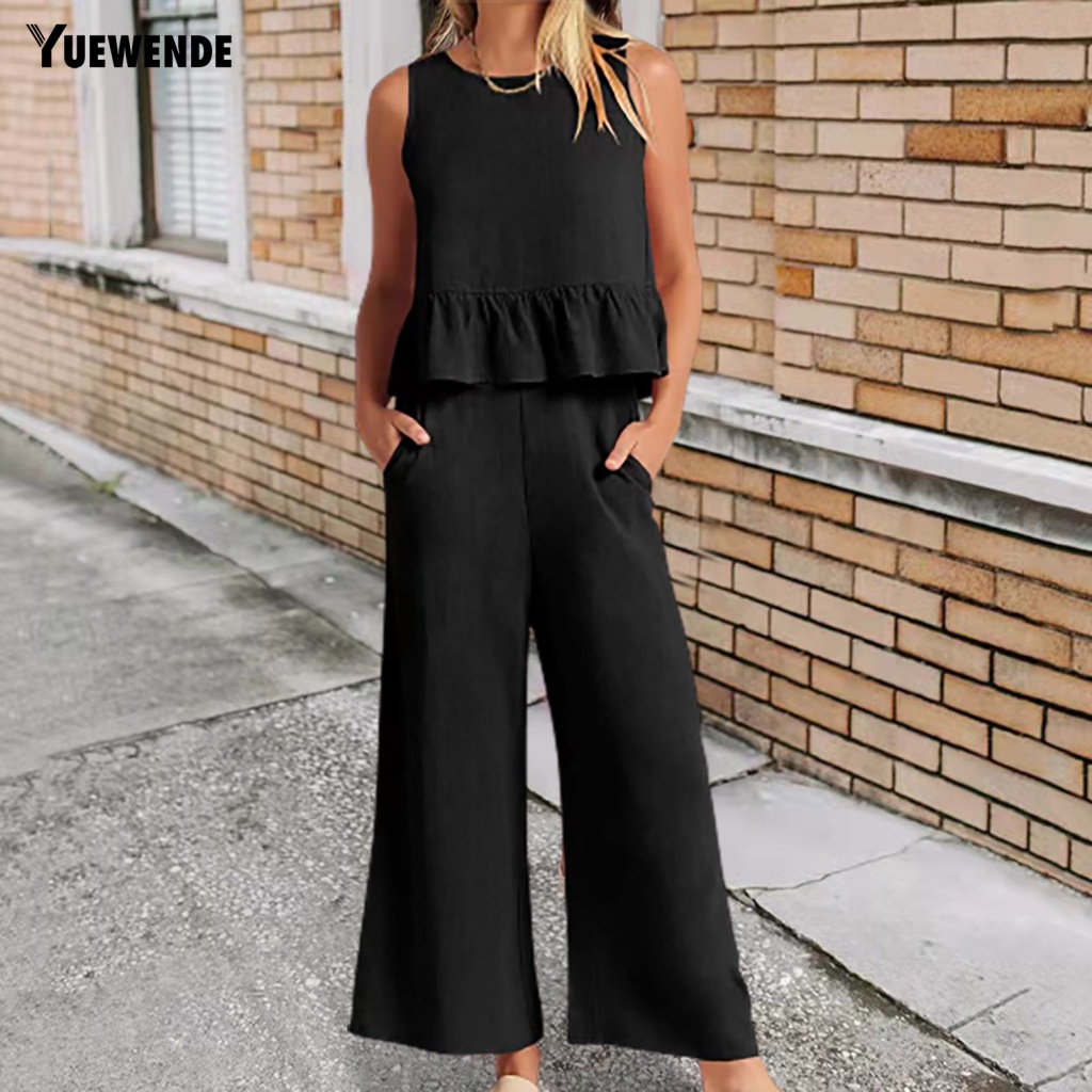 Ym.b Set 2 Bộ Trang Phục Viền Bèo Nhún Cho Nữ