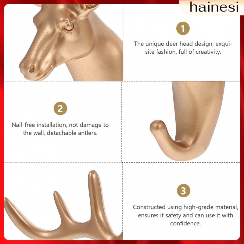 Set 4 Móc Treo Khăn Tắm Gắn Tường Hình Đầu Hươu Nghệ Thuật Cá Nhân