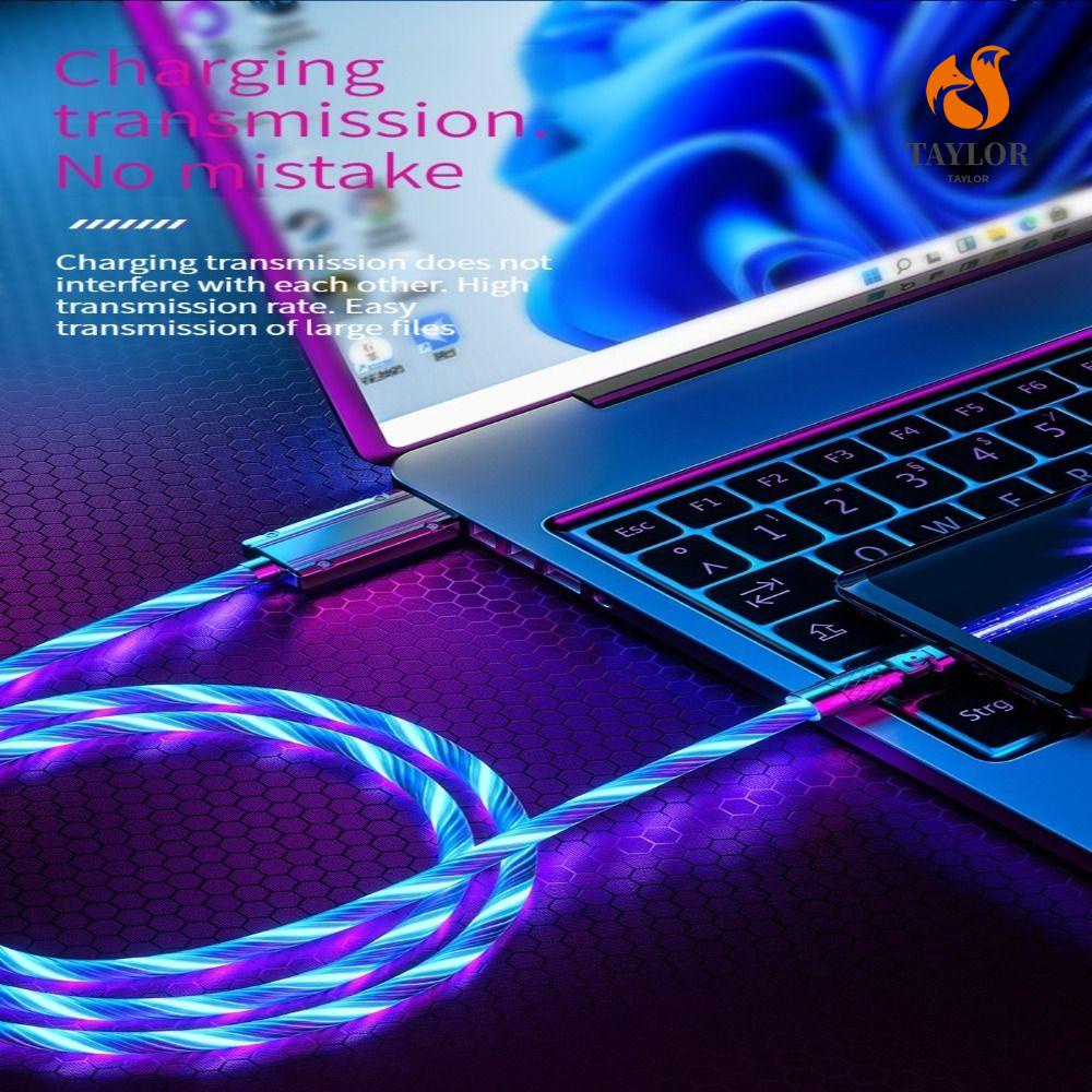 Cáp Sạc Nhanh / Truyền Dữ Liệu Nhanh Loại C 3A 60W Micro USB Xoay 180 Độ Màu Dạ Quang TAYLOR1