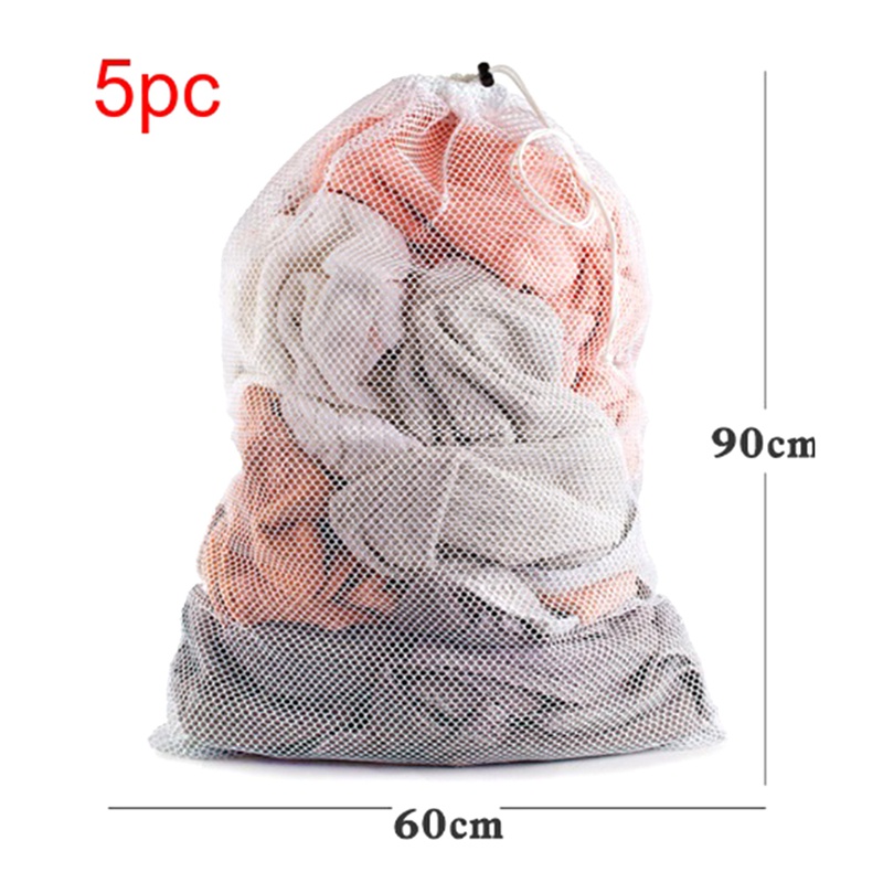 Set 5 Túi Lưới Giặt Đồ Có Dây Đeo Vai Kích Thước 60cmx90cm