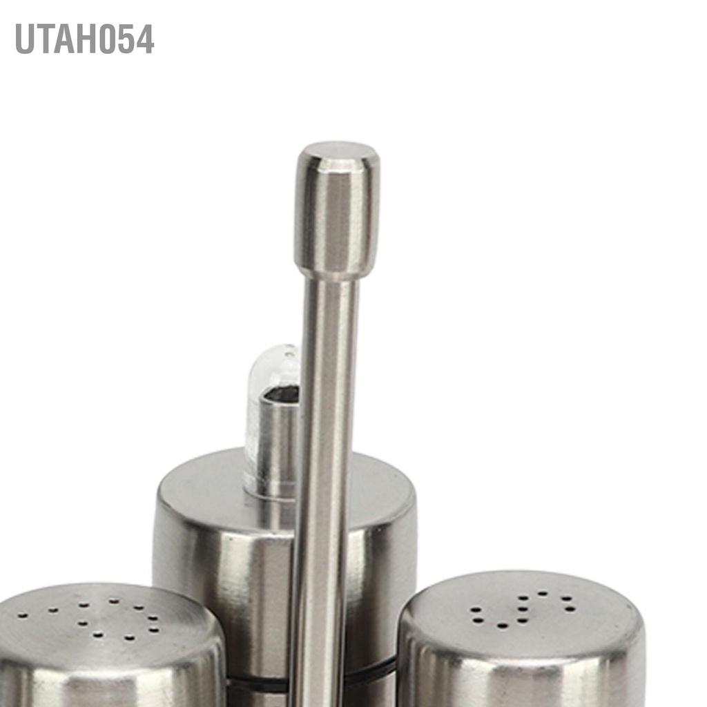 Utah054 Dầu Muối Cruet Set 304 Thép Không Gỉ Giấm Chai Pepper Shaker với Đế cho Nhà Bếp Hàng