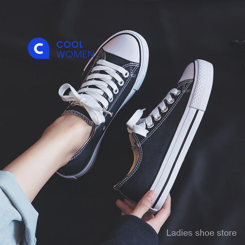Giày thể thao vải canvas màu trắng phong cách harajuku Hàn Quốc dành cho nữ 2023