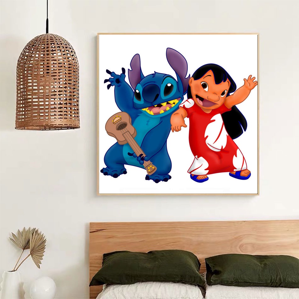 DISNEY Bộ Tranh Đính Đá Họa Tiết Hoạt Hình Lilo & Stitch Độc Đáo Trang Trí Nhà Cửa