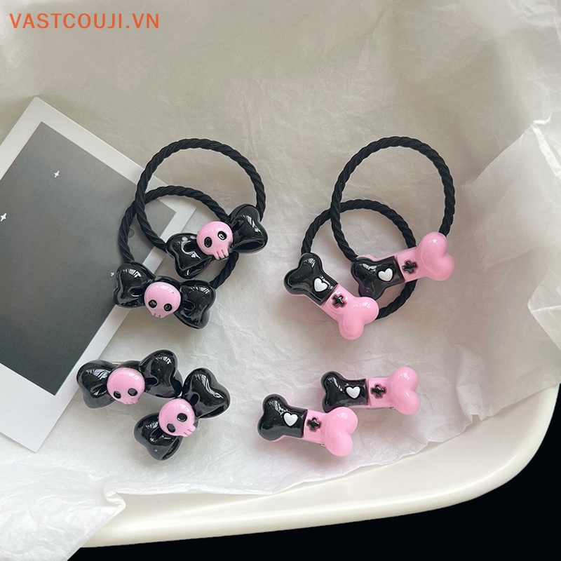 Kẹp Tóc Đính Nơ Hình Trái Tim Phong Cách Lolita Dễ Thương Cho Nữ