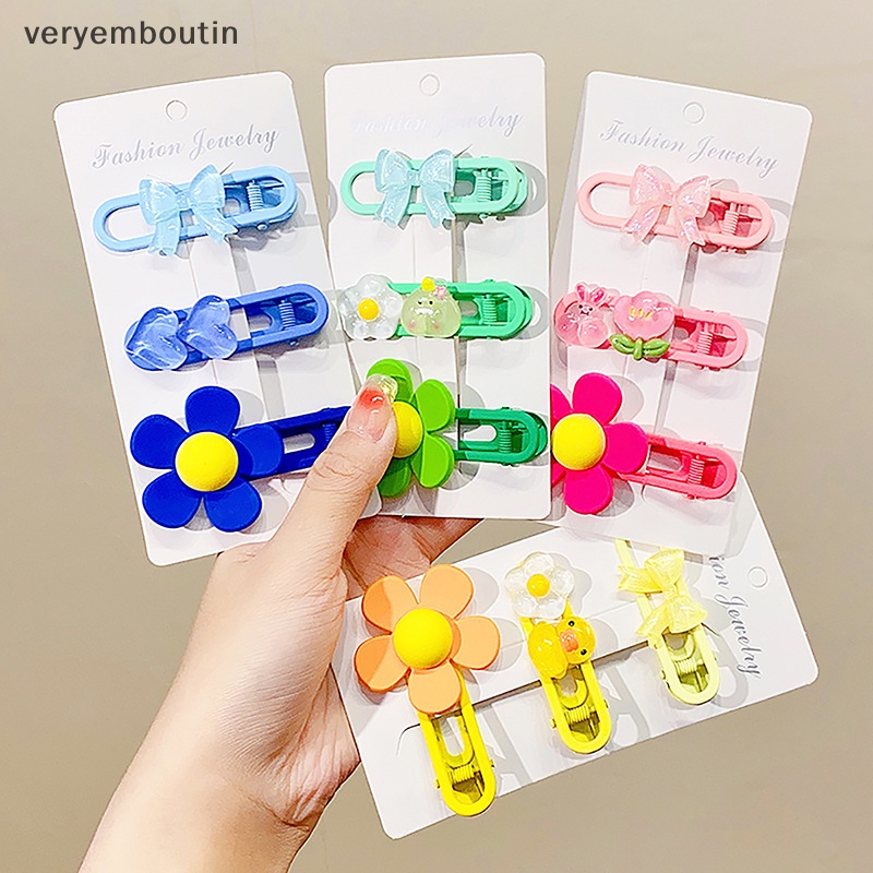1 Set Kẹp Tóc Hình Nơ / Bông Hoa Màu Sắc Ngọt Ngào Dễ Thương Cho Bé Gái