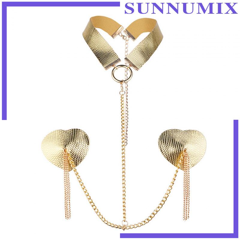 [Sunnimix] Dây Xích Đeo Ngực Trang Trí Áo Ngực Phát Nhạc Phụ Kiện Tiệc Cưới L