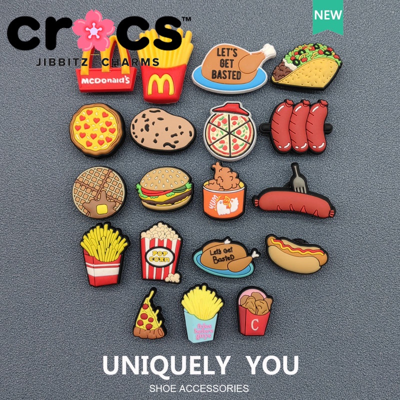 Jibbitz Phụ Kiện Nút Khóa Giày crocs Series 2023 Họa Tiết Hoạt Hình Khoai Tây Chiên / Hoa Phong Cách Mới DIY