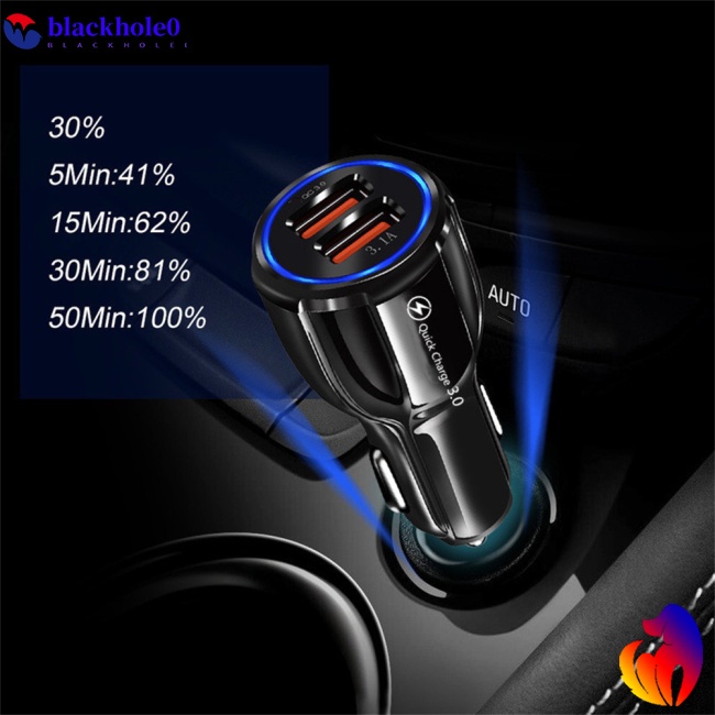 Cục Sạc Nhanh Qc3.0 Kép Usb Kép Bằng Hợp Kim Nhôm Thông Minh Cho Xe Hơi