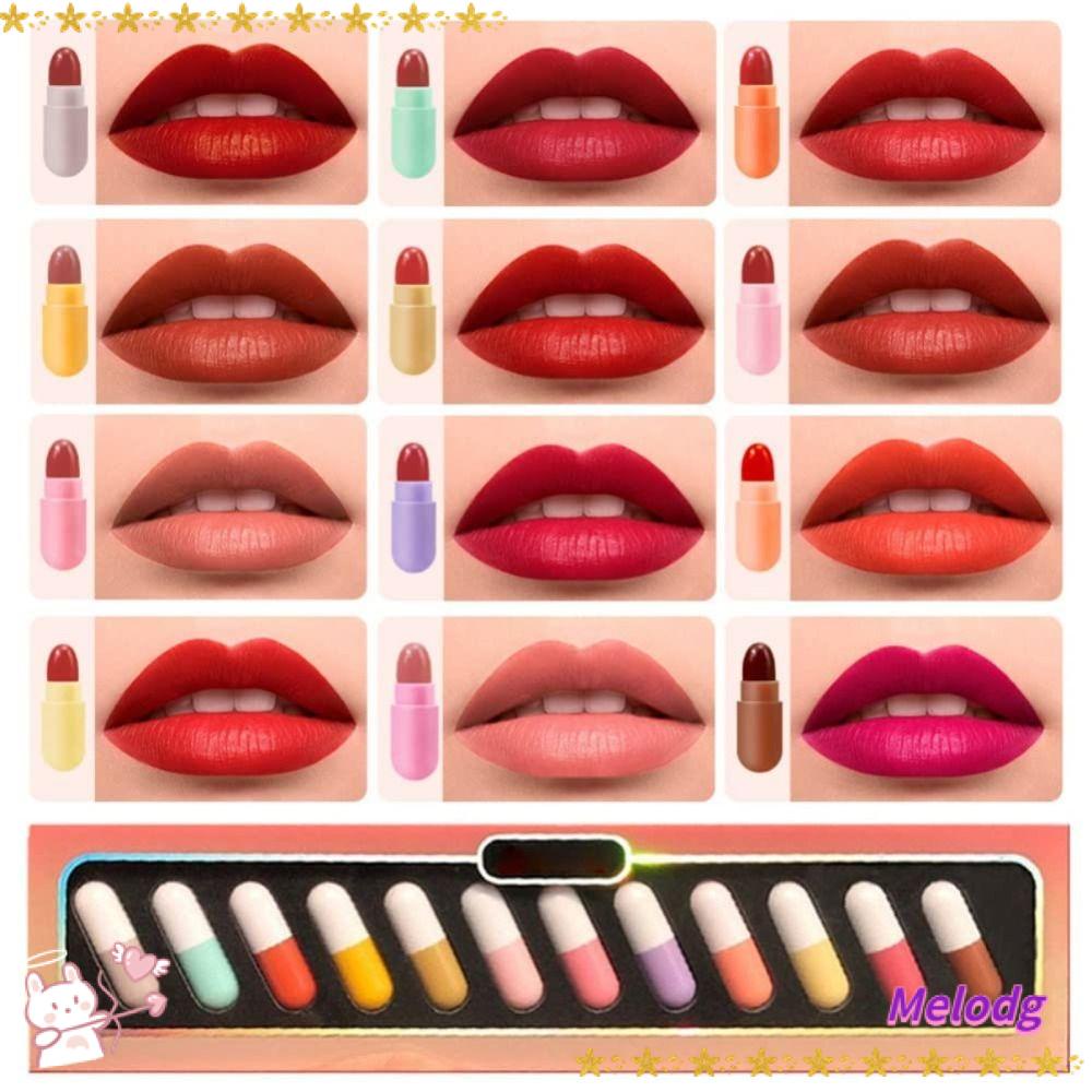 Bộ 12 Son Môi Chống Thấm Nước Hình Viên Con Nhộng Cho Nữ