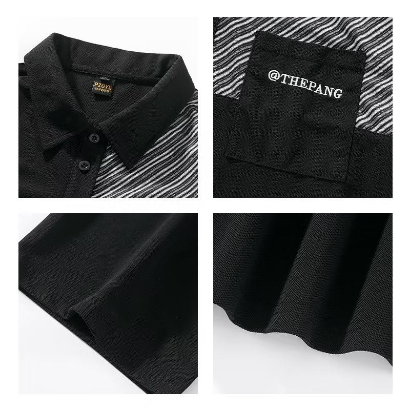 Áo polo Màu Đen Tay Ngắn Dáng Rộng Có Size Lớn XXL-8XL Dành Cho Nam Giới