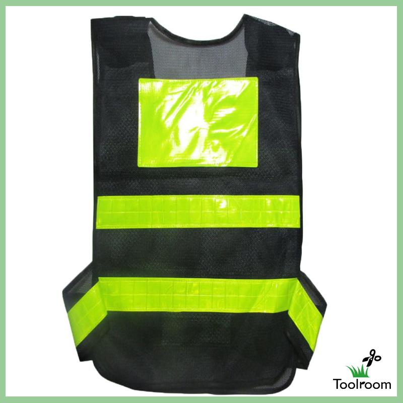 [Toolroom] Áo Khoác Ghi Lê Bảo Vệ An Toàn Kẻ Sọc Phản Quang Màu Đen Có Thể Điều Chỉnh