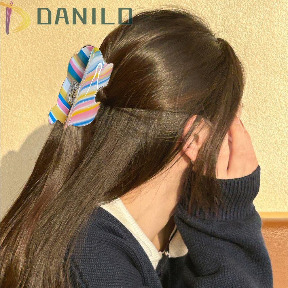 Kẹp Tóc Hình Cá Mập Màu Cầu Vồng Phong Cách Hàn Quốc Cho Nữ