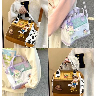 🤖Hàng tồn kho🤖 Túi Xách Đeo Vai Vải Canvas Họa Tiết Hoạt Hình Toy Story Buzz Lightyear Dễ Thương Sức Chứa Lớn Cho Học Sinh