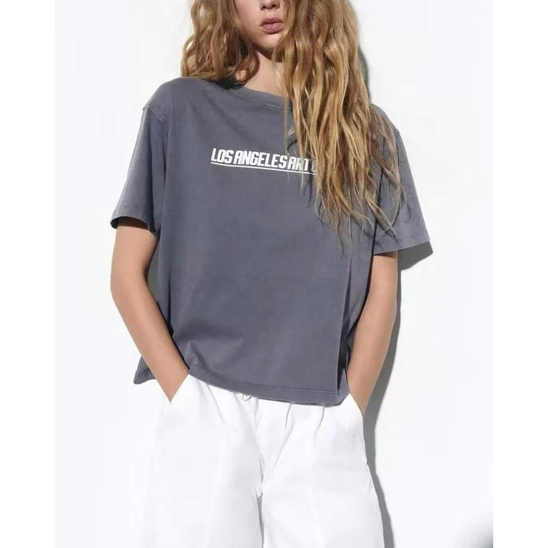 Zara Áo Thun Tay Ngắn Cổ Tròn In Họa Tiết vintage Thời Trang Mùa Hè 5643307