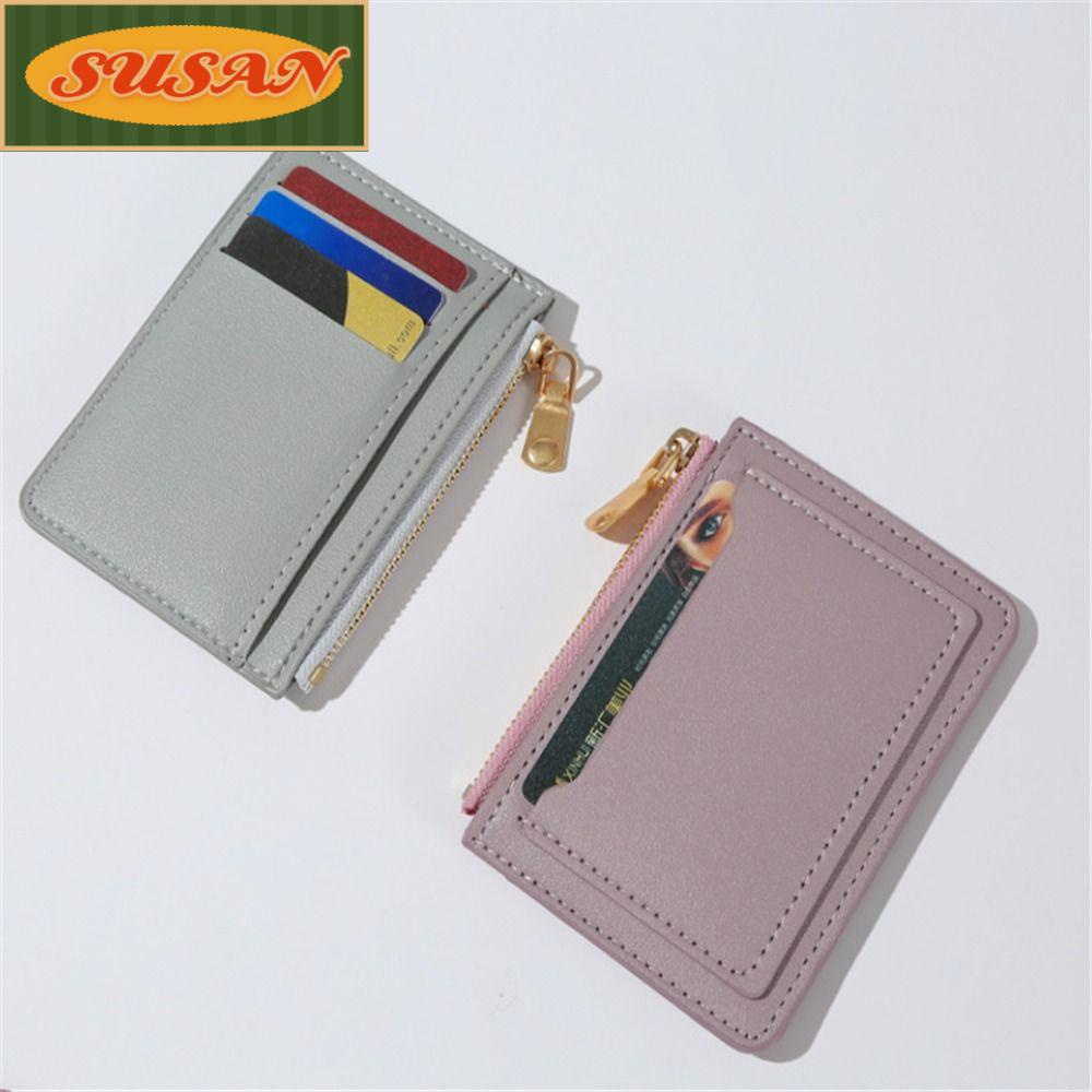 SUSANS Phụ nữ thời trang Mini Coin Wallet PU Da Zipper Ngắn Wallet