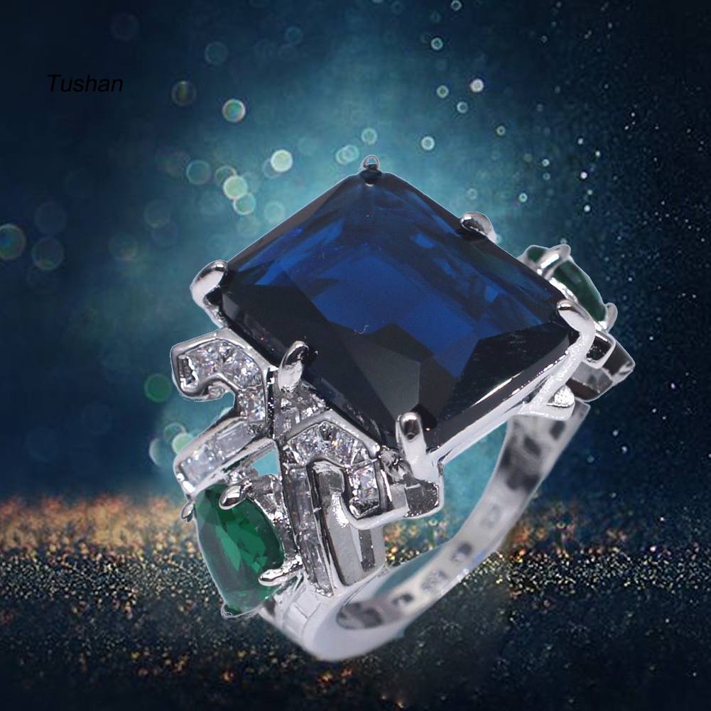 Nhẫn Mặt Vuông Đính Đá Sang Trọng Cho Nữ