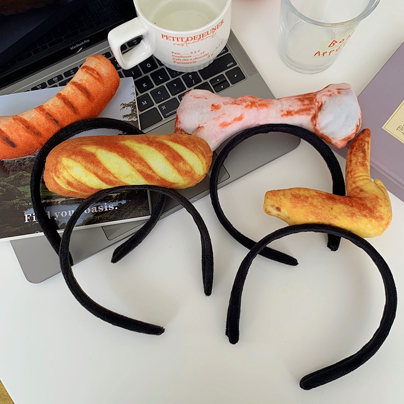 Băng Đô Cài Tóc Hình Đôi Cánh Gà Nhồi Bông 3D Sáng Tạo Vui Nhộn