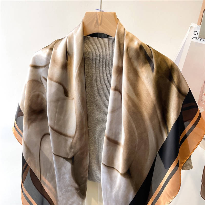 Khăn Quàng Cổ Chống Nắng Mùa Hè Bằng Lụa Satin Cỡ Lớn 110cm Xoay Được Nhiều Màu Sắc