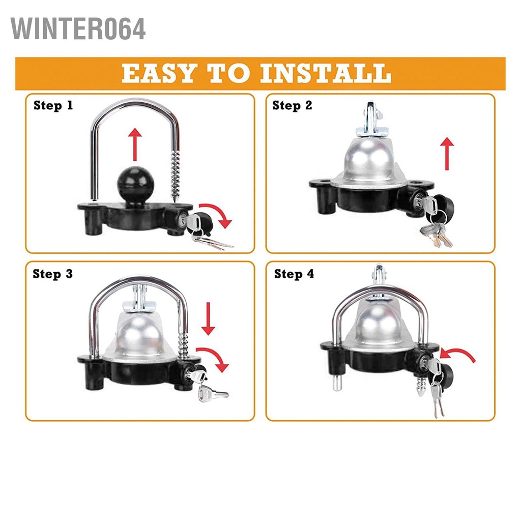 Winter064 Trailer Hitch Ball Lock Có Thể Điều Chỉnh Heavy Duty Steel cho 1 đến 7/8 trong 2in Khớp Nối 2 5/16in với Chìa Khóa