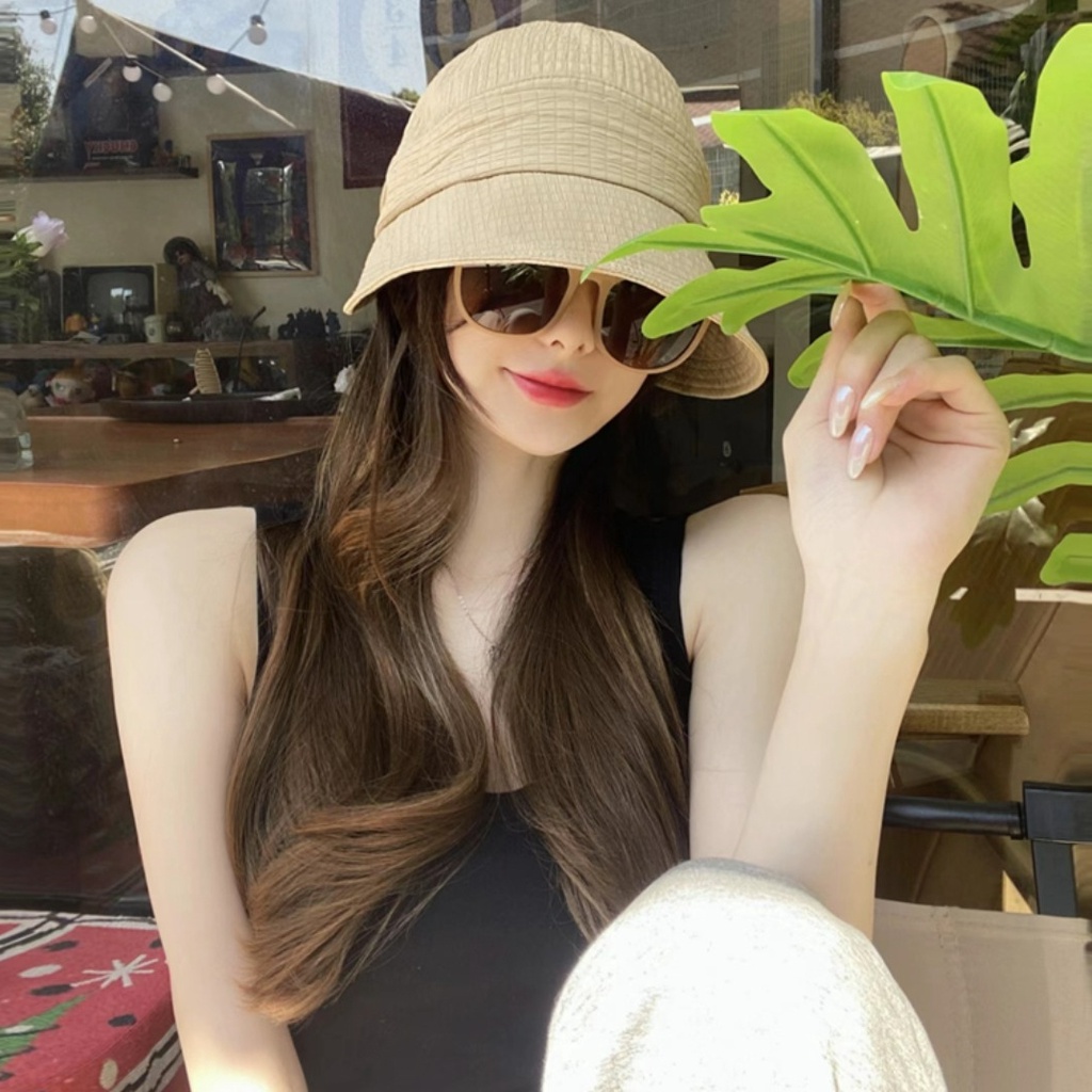 Mũ Rộng Vành Che Nắng Họa Tiết Caro Thời Trang Mùa Hè Cho Nữ