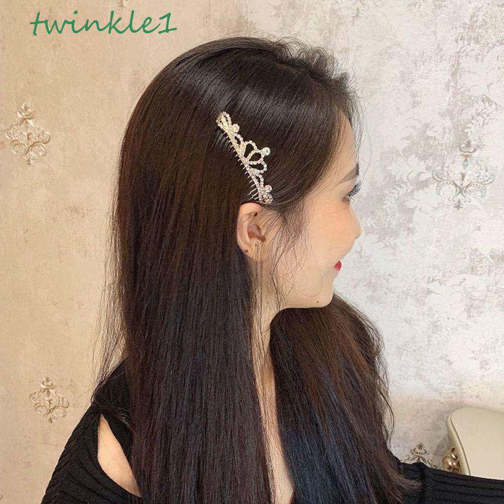 Lược Cài Tóc Đính Nơ Hoa Vương Miện Lấp Lánh Mới Cho Bé Gái|Kẹp Tóc Đính Đá Zircon Thời Trang Cho Nữ