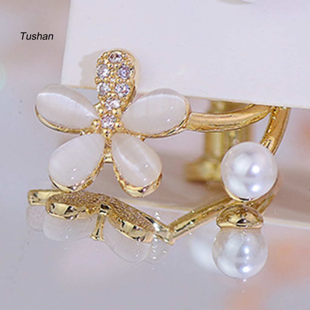 1 Đôi Bông Tai Hình Hoa Đính Ngọc Trai Giả Phong Cách Hàn Quốc Dành Cho Nữ