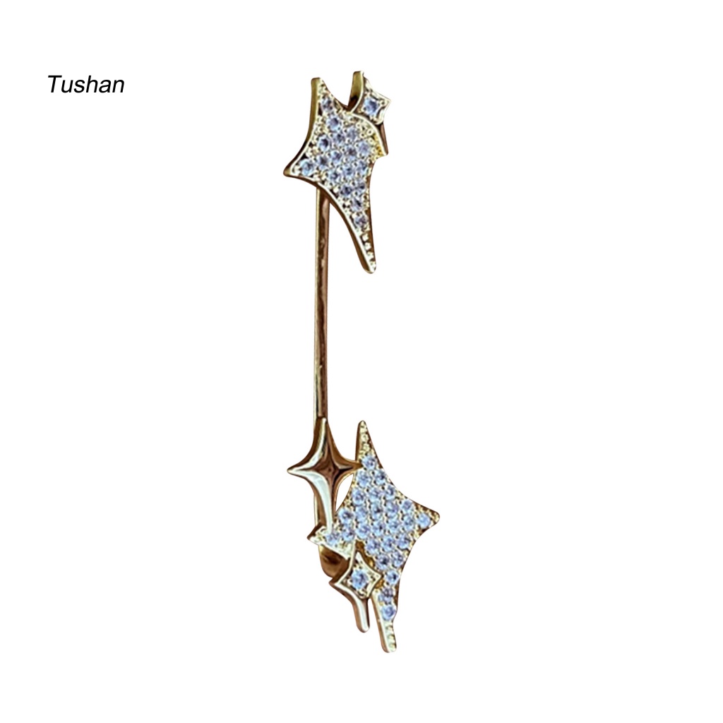 1 Khuyên Kẹp Vành Tai Hình Ngôi Sao Đính Đá Thời Trang