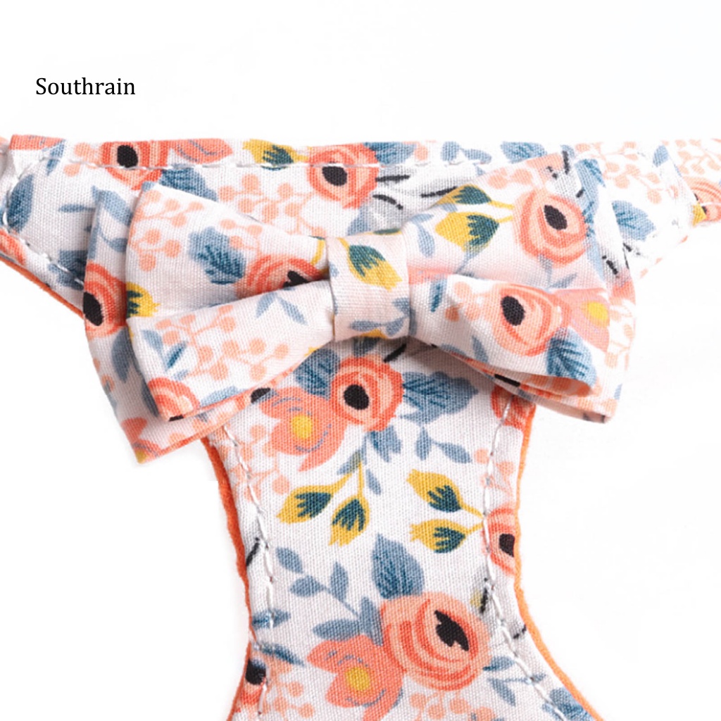 Bộ 2 Dây Dắt Thú Cưng Đi Dạo Chống Thoáng Khí In Họa Tiết Hoa Xinh Xắn