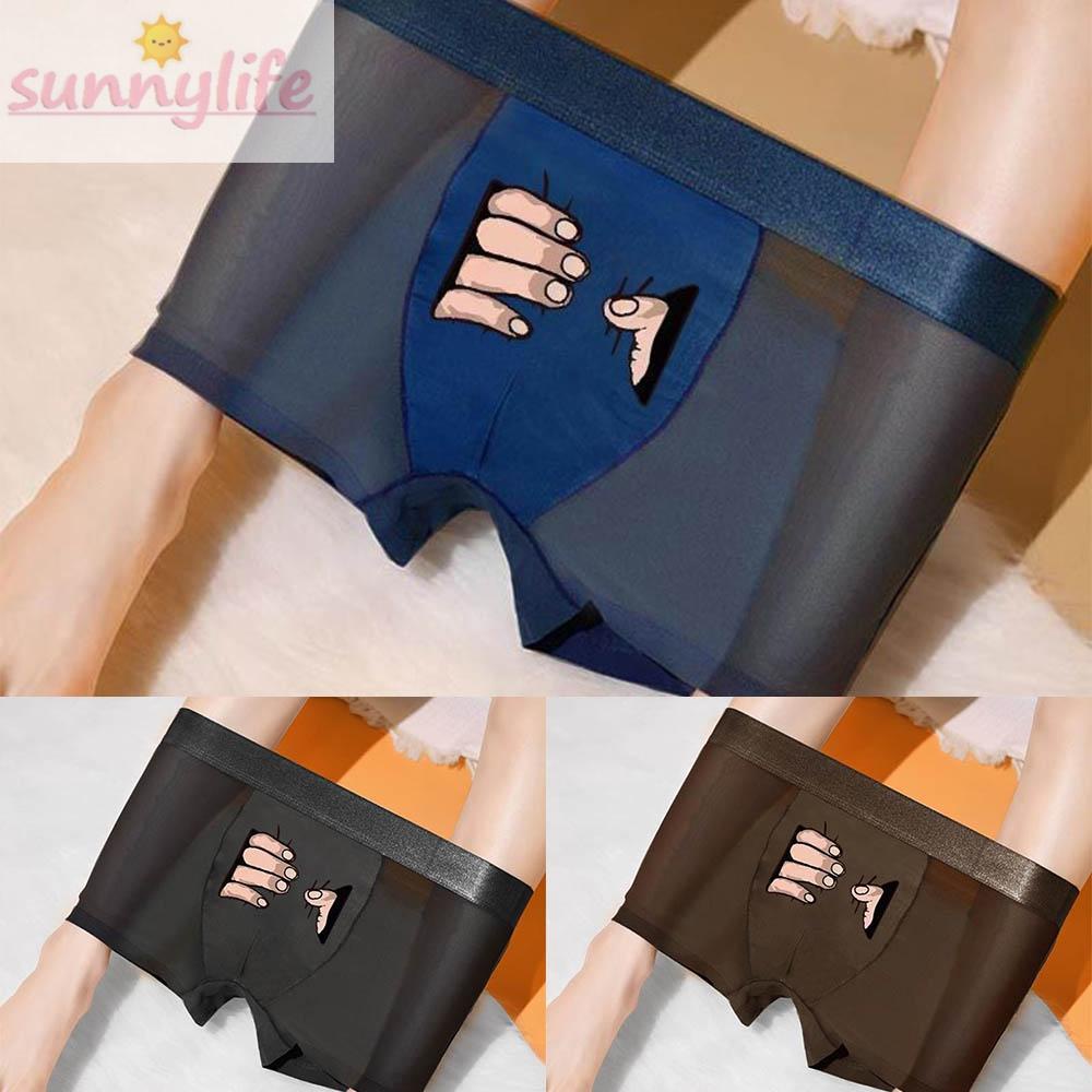 Quần Lót Boxer Vải Lụa Lạnh Co Giãn Thoải Mái In Hoạt Hình Thời Trang Cho Nam