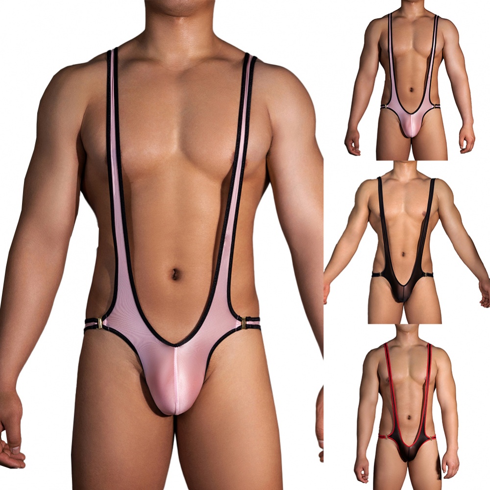 Sleek Và Sành Điệu Leotard Nam Thiết Kế Hở Lưng Gợi Cảm Và Chất Liệu Sheer Lấp Lánh