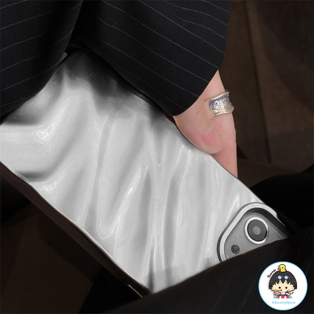 Ốp Điện Thoại TPU Mềm Chống Sốc Họa Tiết Gợn Sóng Màu Bạc Sang Trọng Cho IPhone 11 12 13 14 Pro Max X XS Max 7 8 6 Plus