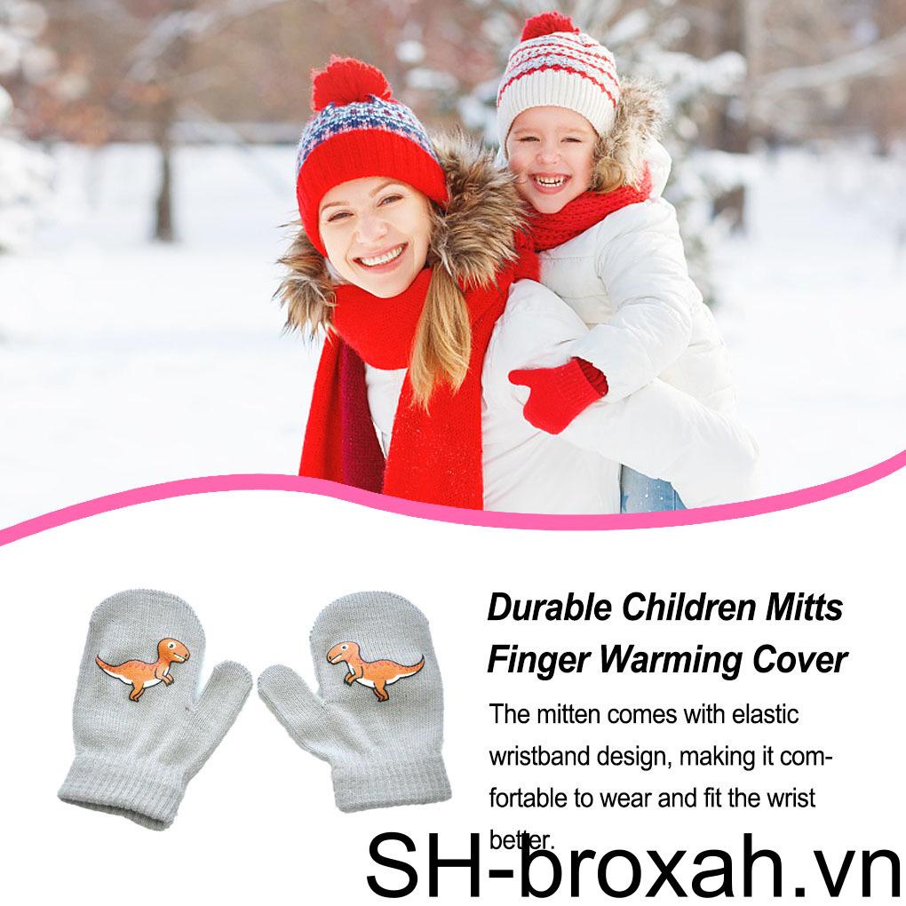 1 Đôi Găng Tay Giữ Ấm Họa Tiết Khủng Long Dễ Thương Cho Bé