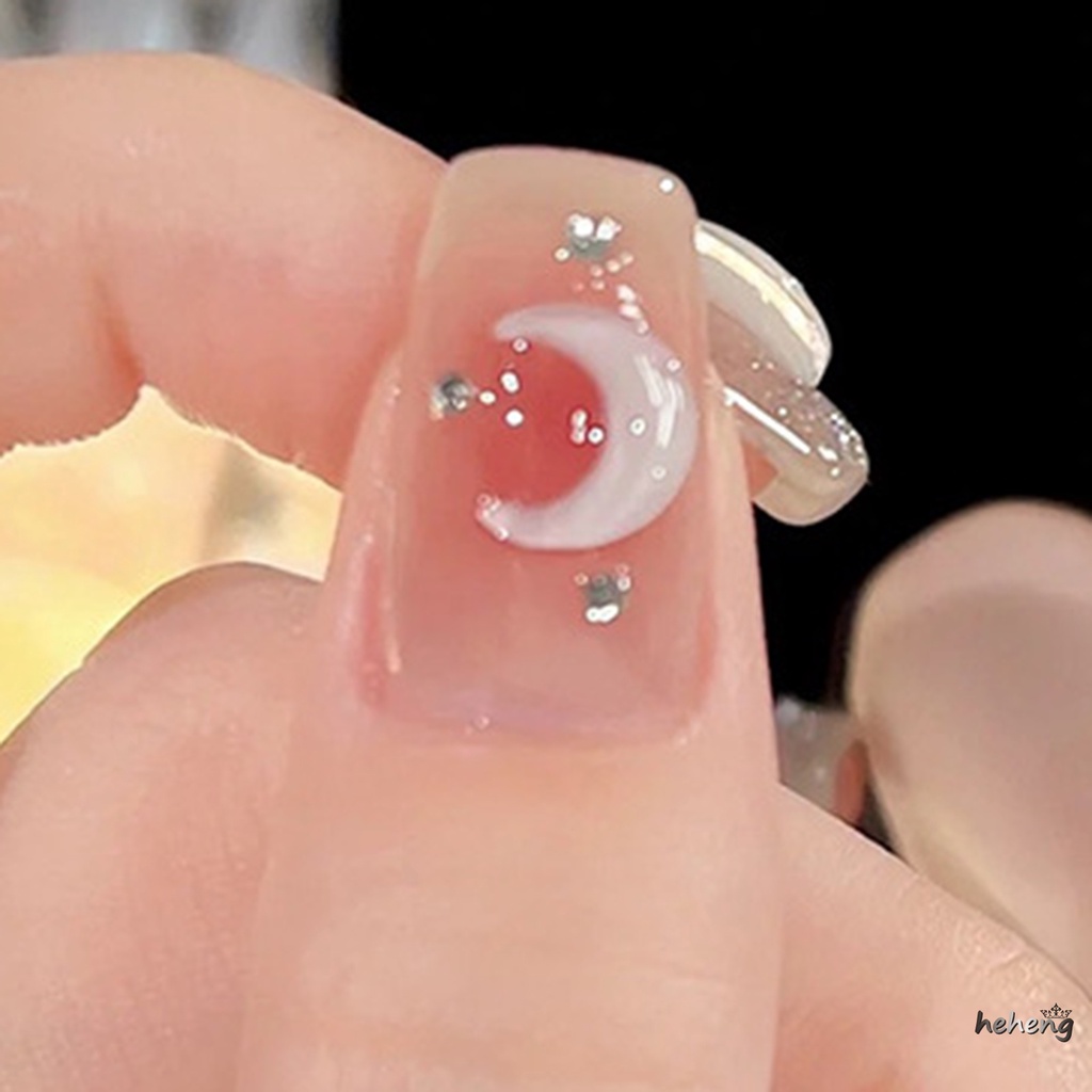 Bộ Móng Tay Giả Mỏng Hình Mặt Trăng Dễ Sử Dụng