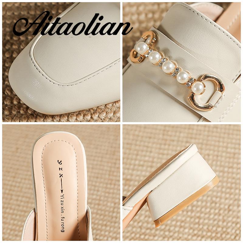 Dép Da Mềm Cao Gót 2.5cm Mũi Nhọn Thời Trang Cho Nữ