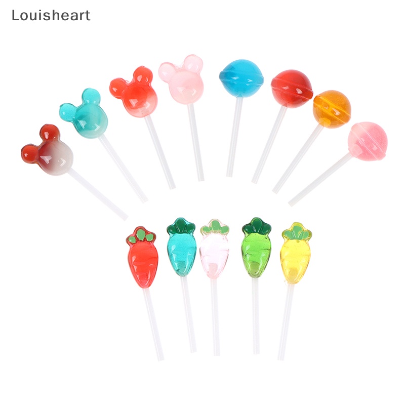 Bộ 5 Kẹo Mút Đồ Chơi Mini Bằng Nhựa Resin Cho Nhà Búp Bê