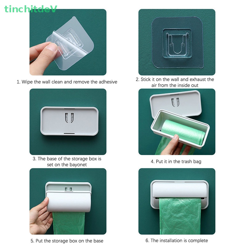 Hộp Đựng Túi Rác Gắn Tường Bằng Nhựa Màu Trơn Tiện Dụng Cho Nhà Bếp / Phòng Tắm