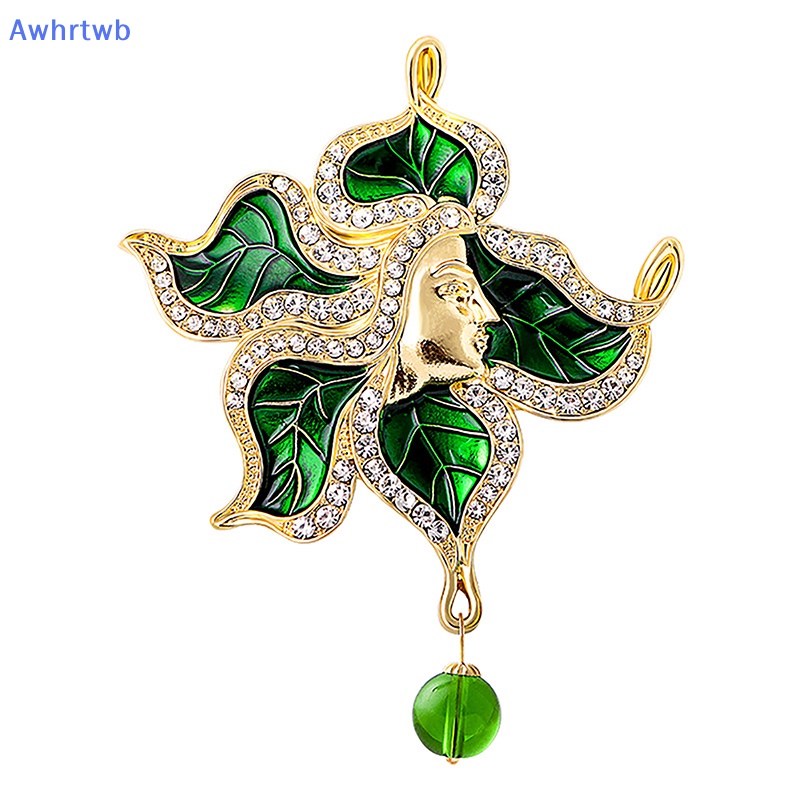 Ghim Cài Áo Hình Chiếc Lá Đính Đá Phong Cách Vintage Thời Trang Cho Nam Nữ Mới