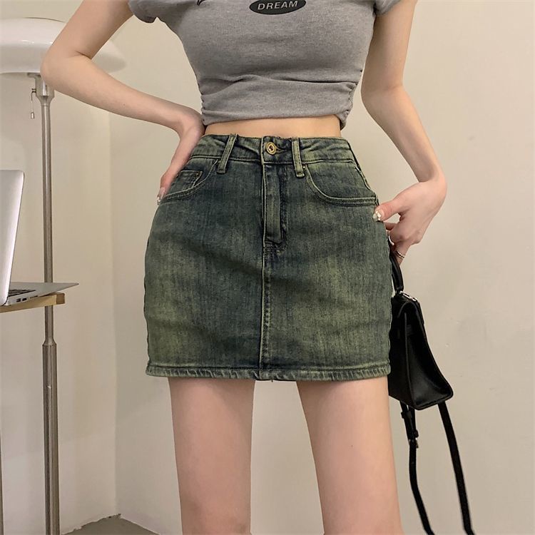 Chân váy Chân váy jean Chân Váy Bò váy nữ Chân Váy Chữ A set váy 2023 New Style MA3118