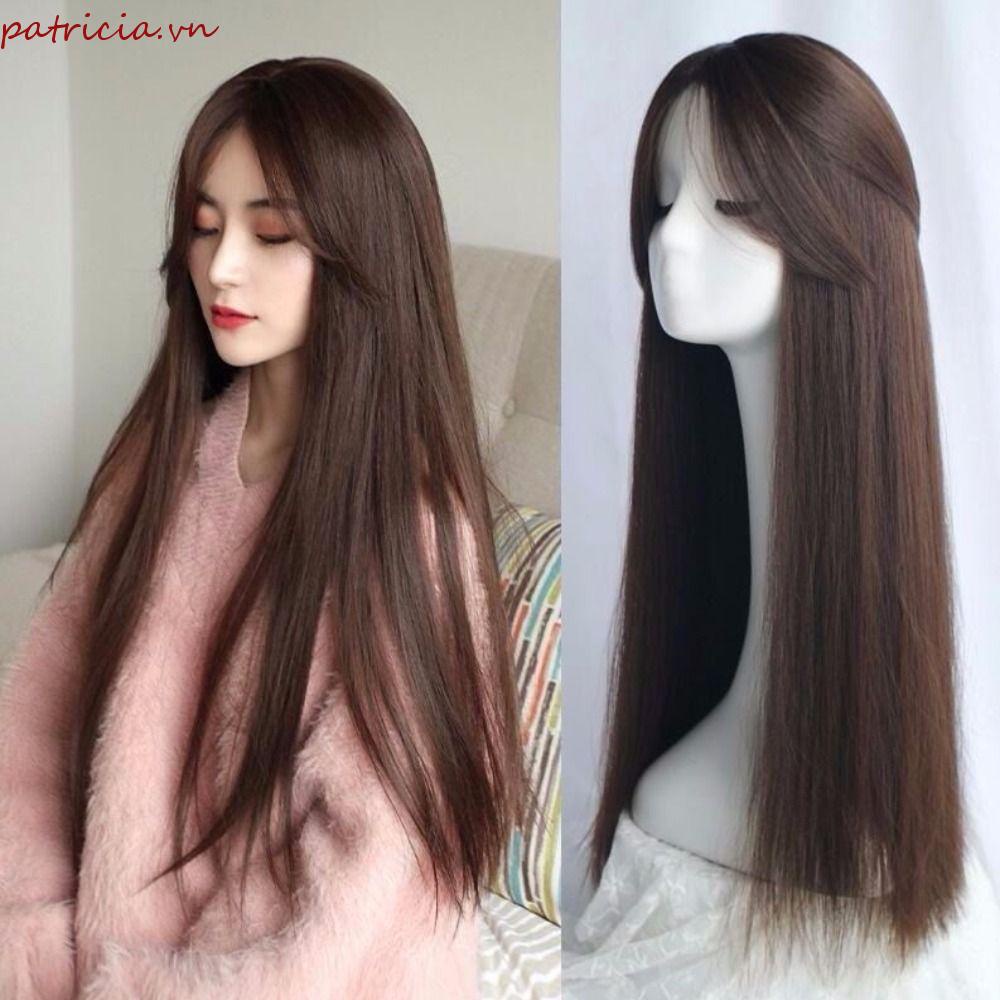 Tóc Giả Thẳng Dài Màu Nâu Chất Lượng Cao Phong Cách Halloween Cho Nữ
