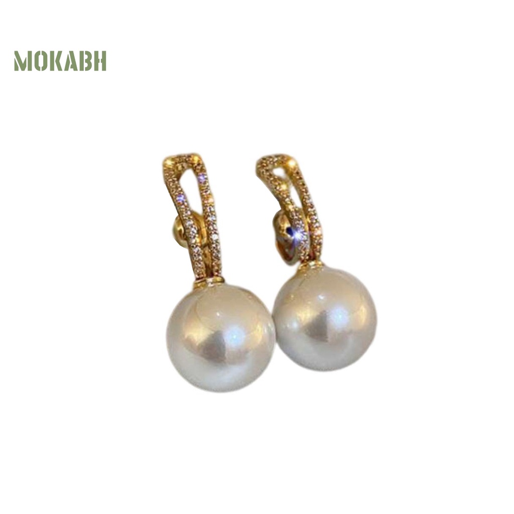 1 Đôi Bông Tai Đính Ngọc Trai Giả Độ Bóng Cao Chống Mài Mòn Thời Trang Cho Nữ