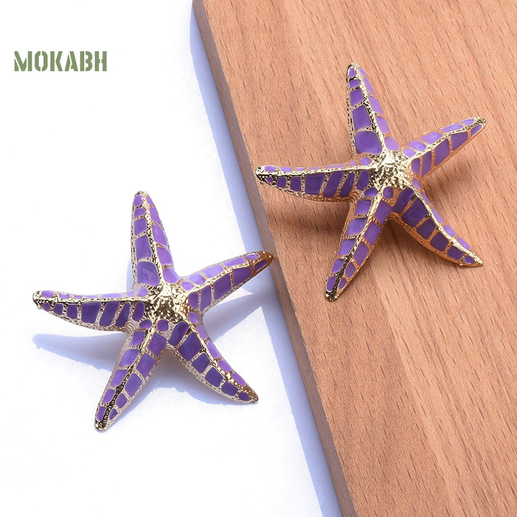 1 Đôi Bông Tai Hình Sao Biển 3D Cỡ Lớn Màu Sắc Tương Phản Phong Cách Bohemia Dành Cho Nữ